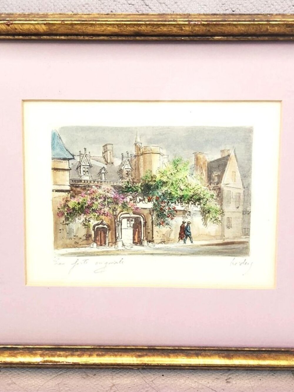 vintage beders original hand colored etching (eau forte)